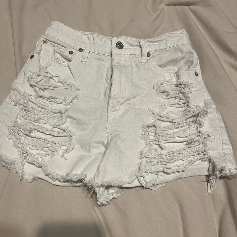 American Eagle Outfitters Ripped White Jean Shorts